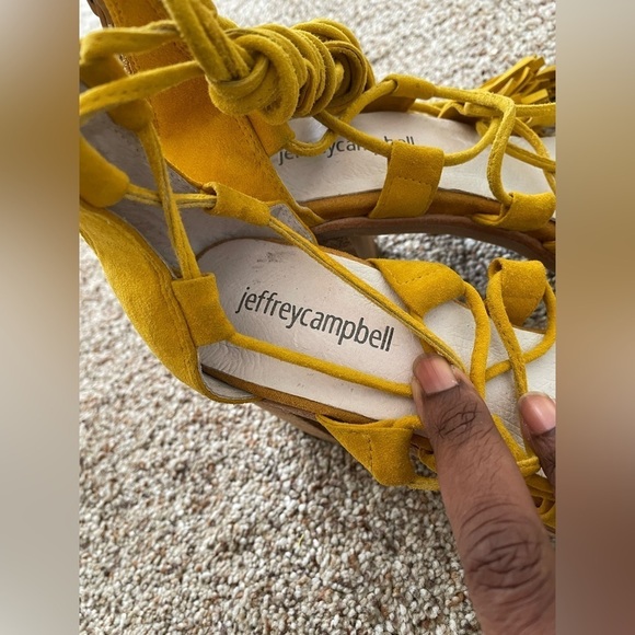 Jeffery Campbell Linares Mustard Suede Shoes Size 7 - Picture 7 of 8